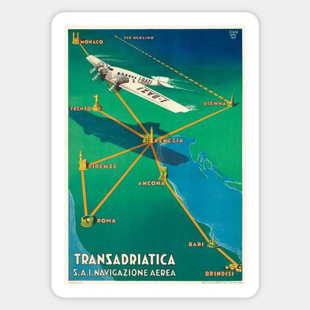 Transadriatica Italy Vintage Poster 1931 Sticker by vintagetreasure